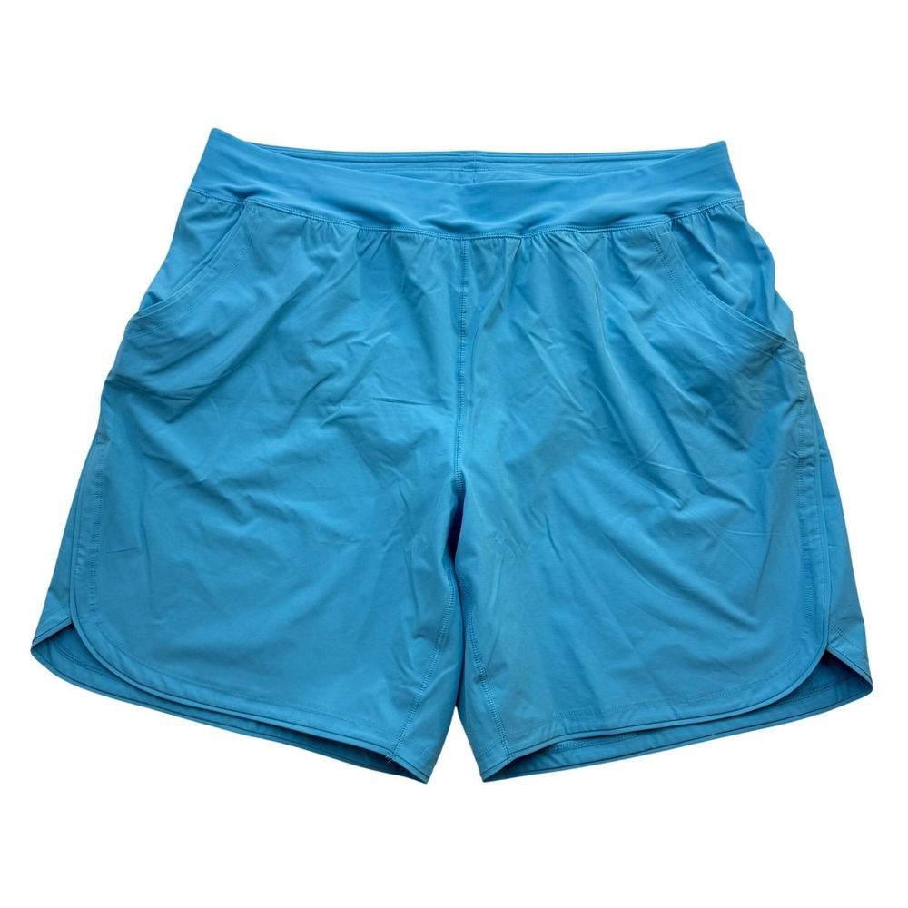 Lands End Swim Shorts Women 22W 9" Comfort Waist Pockets Teal Beach Vacation NEW